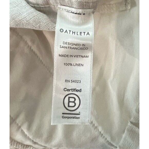 Athleta Beige Camo Print Cabo Tide Linen Jogger Women's Pants Size 14 - Picture 4 of 5